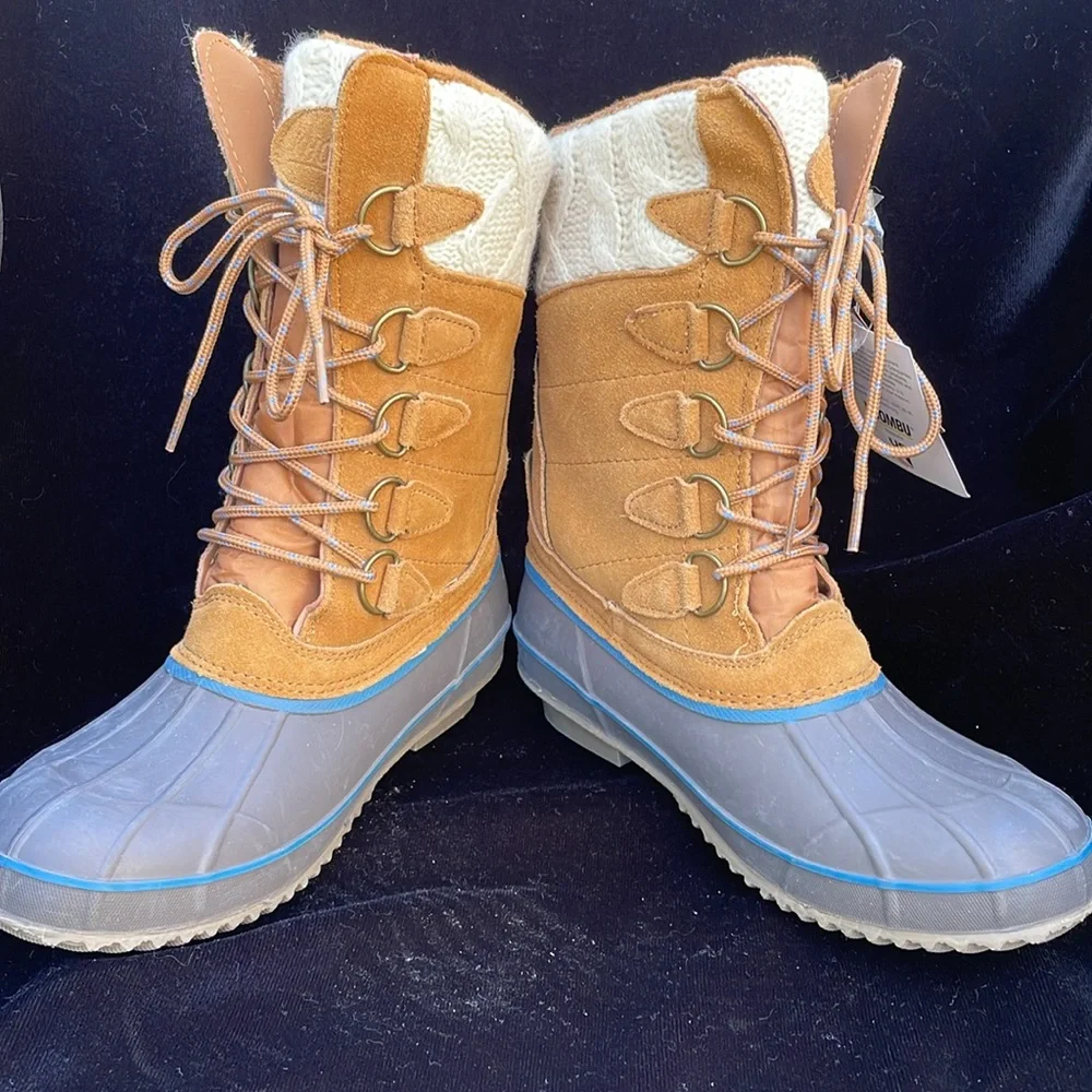 KHOMBU LEATHER MIX / RUBBER LACE UP SNOW / WINTER BOOTS - 9 - NWT ! ❄️ - Picture 6 of 12